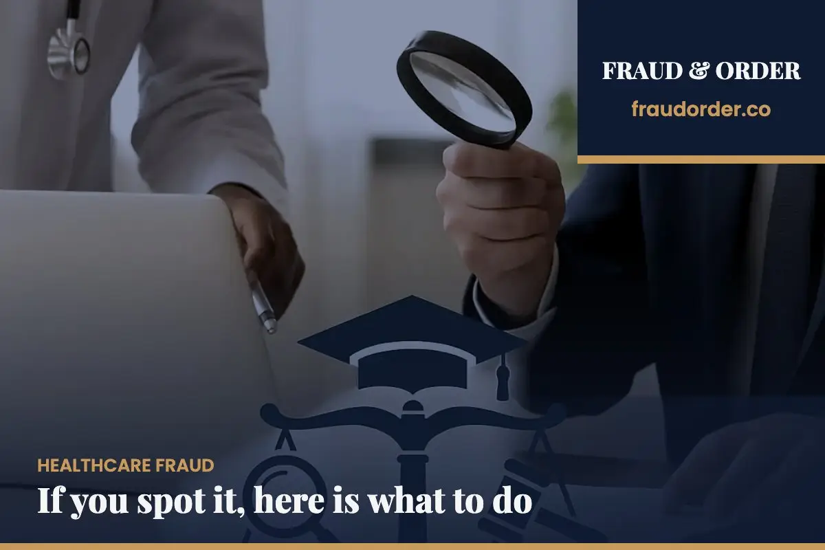 If you spot it, here is what to do | Healthcare fraud | Fraud & Order